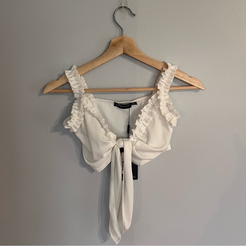 Pretty Little Thing White Ruffled Bralette Top